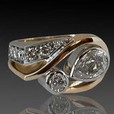 Anello Irregolare in Zirconia Vintage Oro e Argento - Emma e Gemma