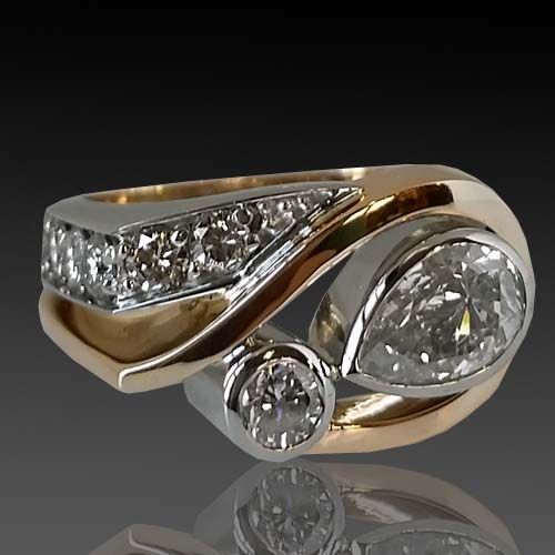 Anello Irregolare in Zirconia Vintage Oro e Argento - Emma e Gemma