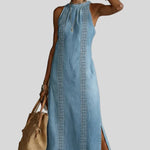 Ginevra - Abito in denim con pizzo retrò - indossato | Emma e Gemma