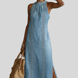 Ginevra - Abito in denim con pizzo retrò - indossato | Emma e Gemma
