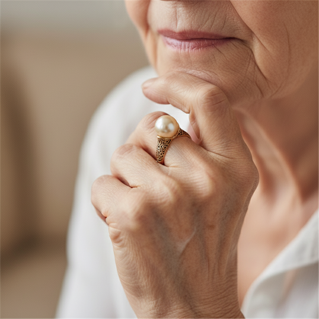 Anello Vintage con Perla Dorata, immagine 2 - Emma e Gemma