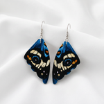 Orecchini ali di farfalla vintage con motivo blu, nero e arancio