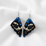 Orecchini ali di farfalla vintage con motivo blu, nero e arancio