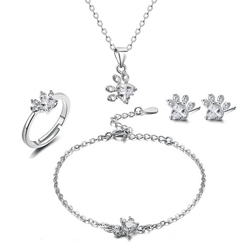 Set di Gioielli con Zampa in Oro Rosa – 4 Pezzi con Cuore in Zirconia (Anello, Collana, Orecchini, Bracciale), immagine 13 - Emma e Gemma