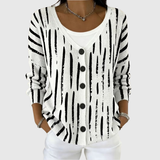 Sara | Cardigan in Maglia di Cotone a Righe Irregolari