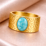 Anello Vintage in Pietra di Luna Dorata - Emma e Gemma