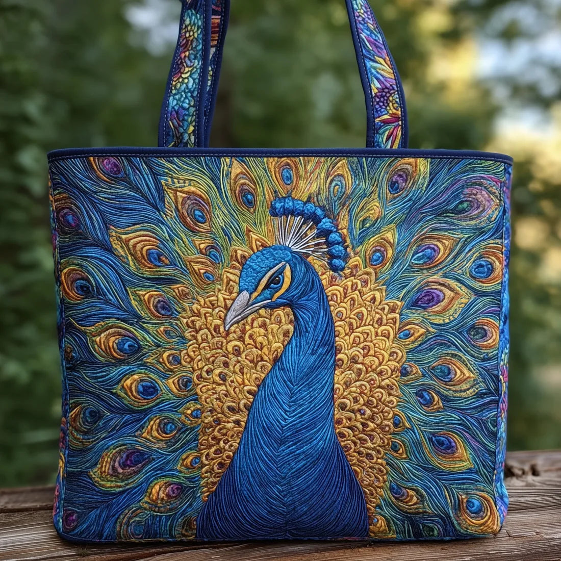 Borsa artigianale trapuntata Pavone - Emma e Gemma