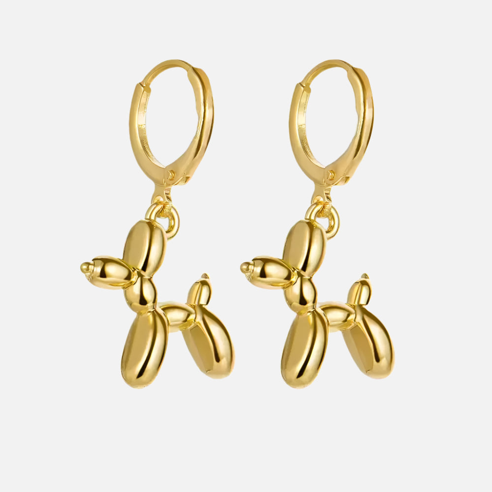 Orecchini Huggie in Oro con Charm Mini Cagnolino - Emma e Gemma