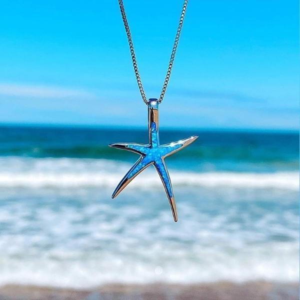 Collana in Opale Blu e Stella Marina in Argento - Emma e Gemma