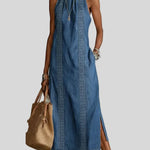 Ginevra - Abito in denim con pizzo retrò - vista frontale | Emma e Gemma