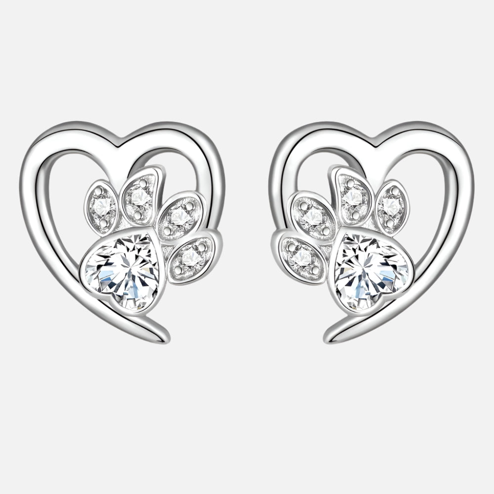 Orecchini a forma di zampa e cuore con Zirconia, immagine 3 - Emma e Gemma
