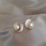 Orecchini di Lusso con Opale Bianco e Perle in Oro - Emma e Gemma