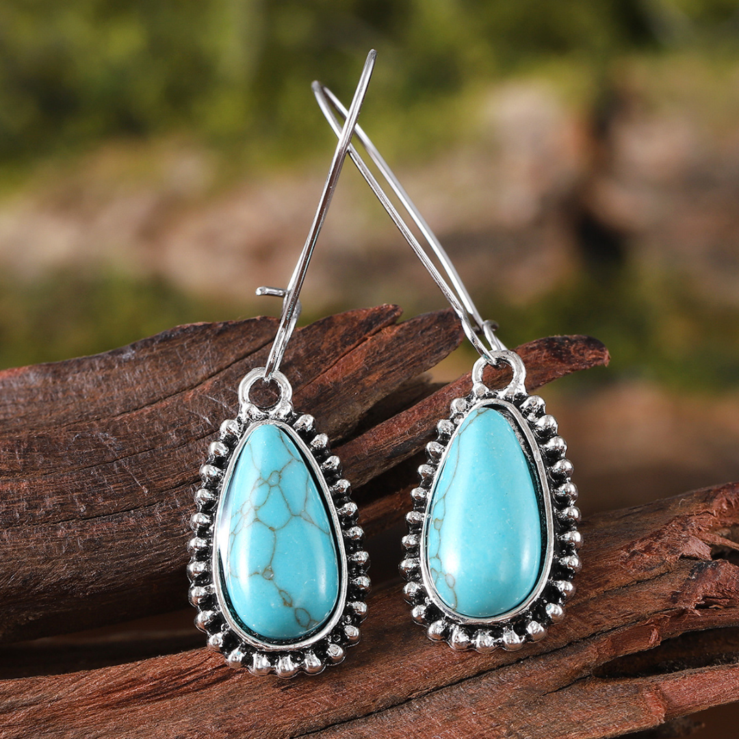Orecchini a Goccia Vintage in Argento e Turchese - Emma e Gemma