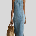 Ginevra - Abito in denim con pizzo retrò - da vicino | Emma e Gemma