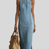 Ginevra - Abito in denim con pizzo retrò - da vicino | Emma e Gemma