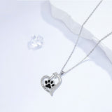 Collana a forma di cuore con impronta di zampa di cane in zirconia, immagine 2 - Emma e Gemma