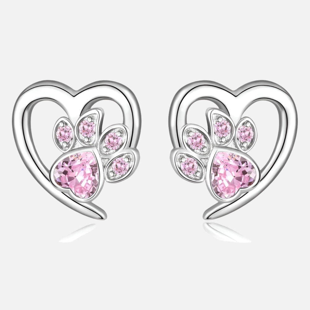 Orecchini a forma di zampa e cuore con Zirconia, immagine 6 - Emma e Gemma