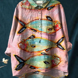 Rebecca | Maglietta Casual d'Arte Vintage di Pesce da Donna