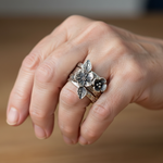 Anello a strati in argento con fiori vintage, immagine 5 - Emma e Gemma