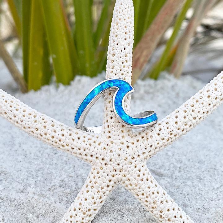 Anello Onda del Mare in Opale e Argento - Emma e Gemma