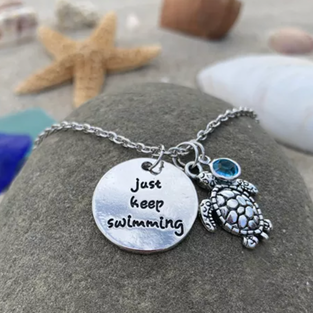 Collana con Tartaruga "Continua a Nuotare" in Argento - Emma e Gemma
