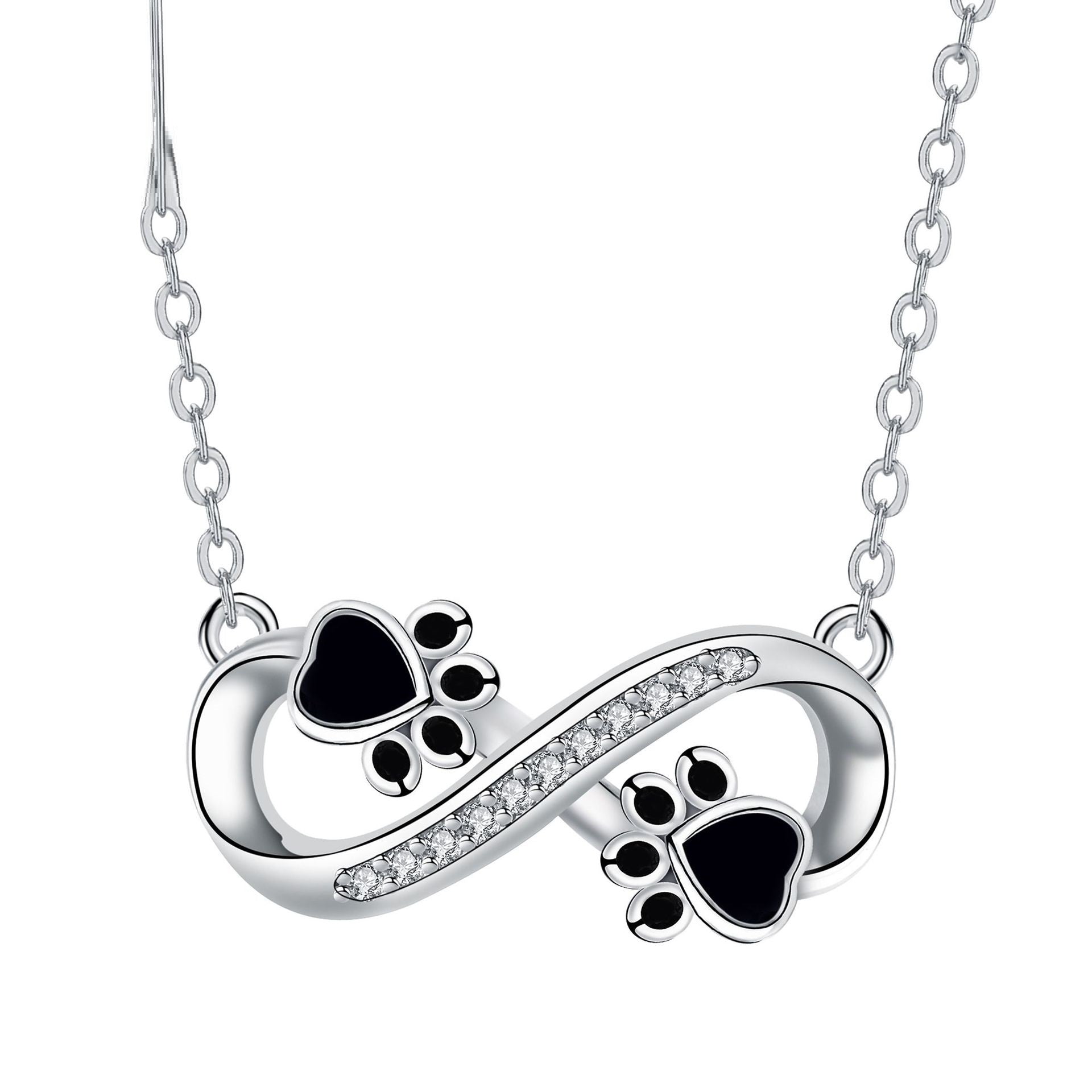 Collana con impronta di zampa infinito con zirconia, immagine 4 - Emma e Gemma