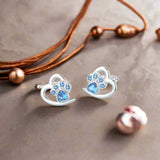 Orecchini a forma di zampa e cuore con Zirconia - Emma e Gemma