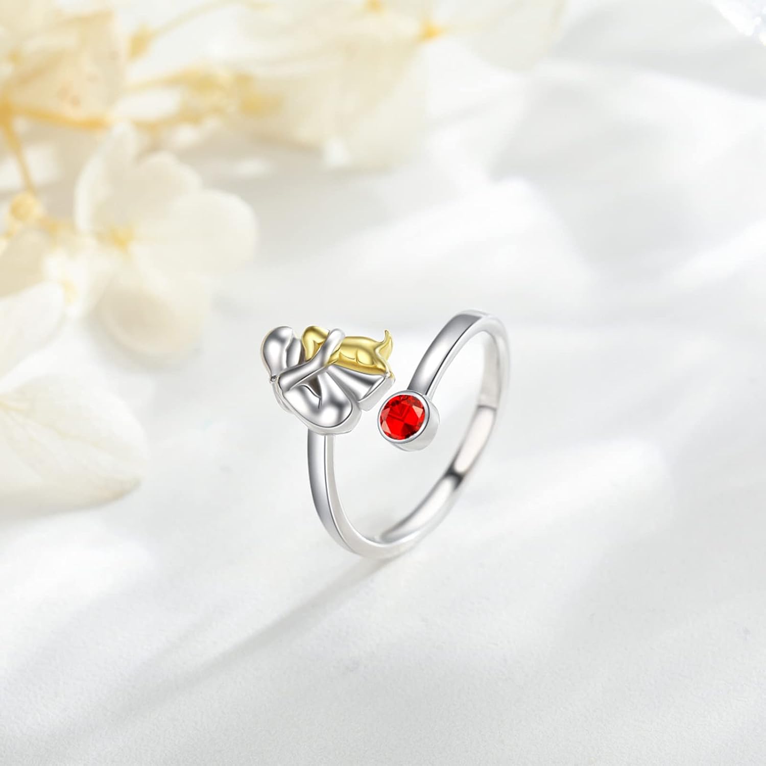 Anello in Argento Sterling con Cane e Ragazza – Regolabile e Simbolico, immagine 3 - Emma e Gemma