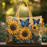 Borsa artigianale trapuntata Girasoli e Farfalle Blu - Emma e Gemma