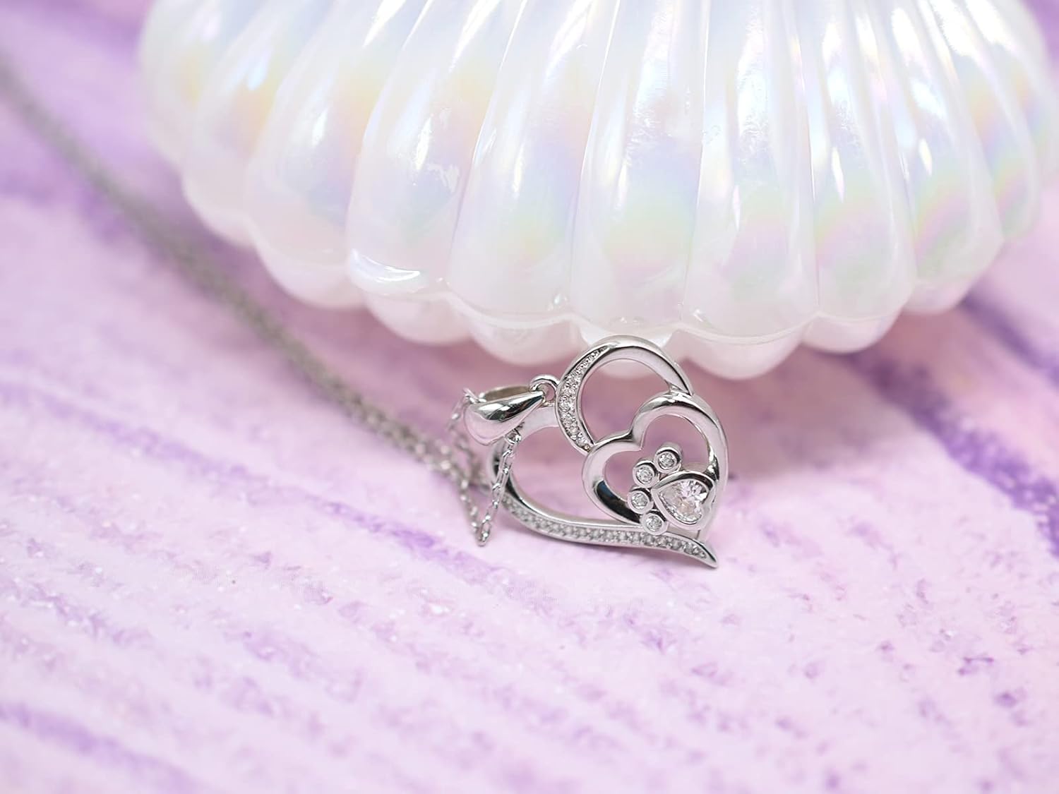 Collana in Argento Sterling con Zampa e Cuore in Zirconia, immagine 5 - Emma e Gemma
