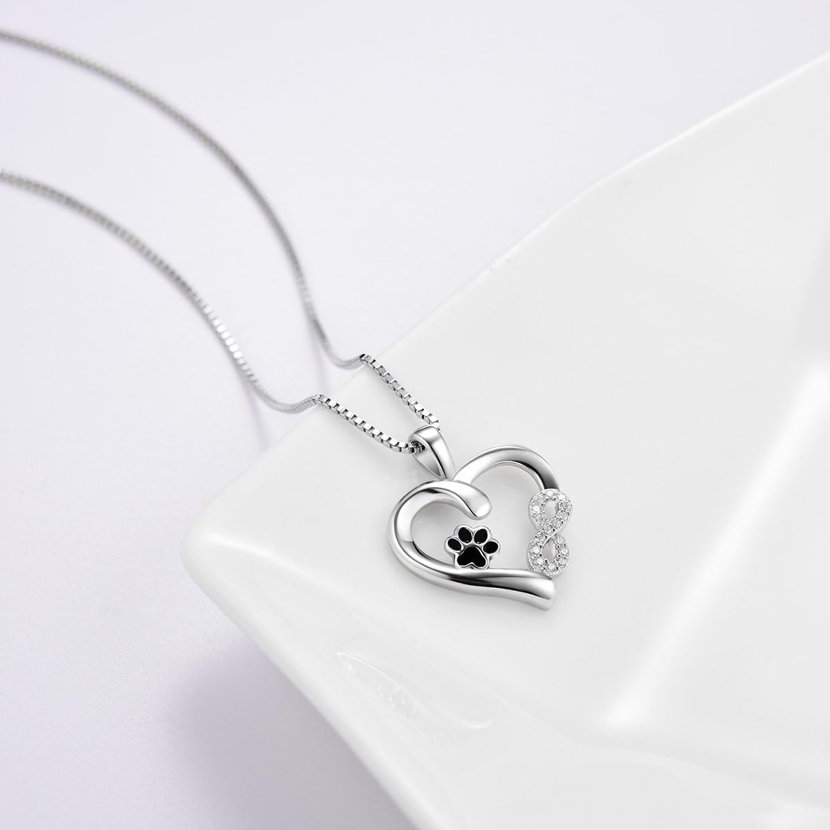 Collana con Zampa e Cuore con Charm dell'Infinito - Emma e Gemma