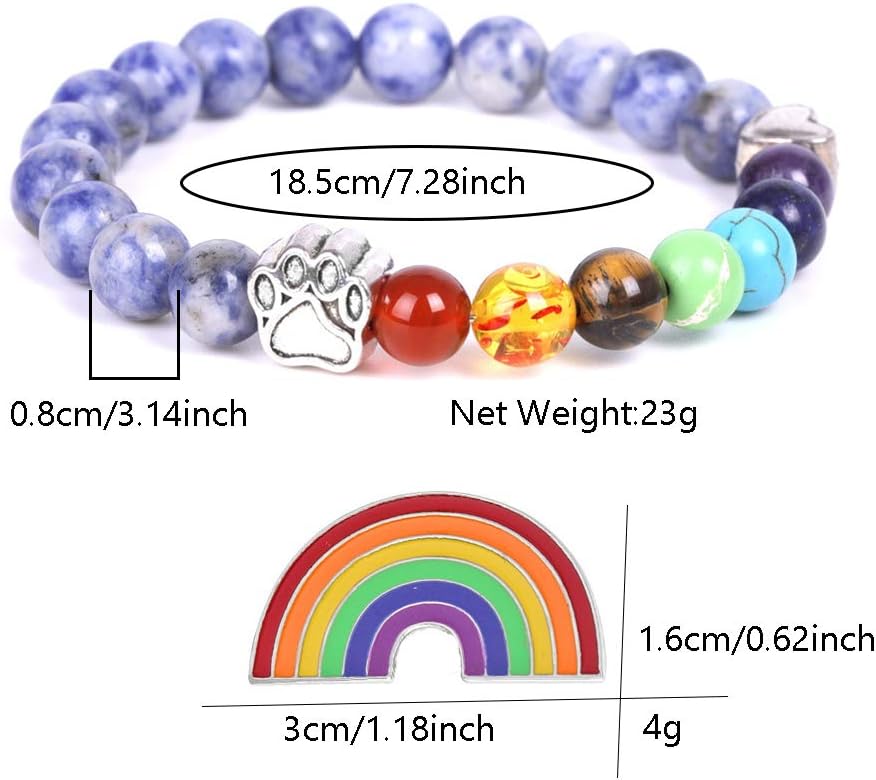 Braccialetto Memoriale Ponte Arcobaleno – Regalo con 7 Perle Chakra per la Perdita di un Animale, immagine 4 - Emma e Gemma