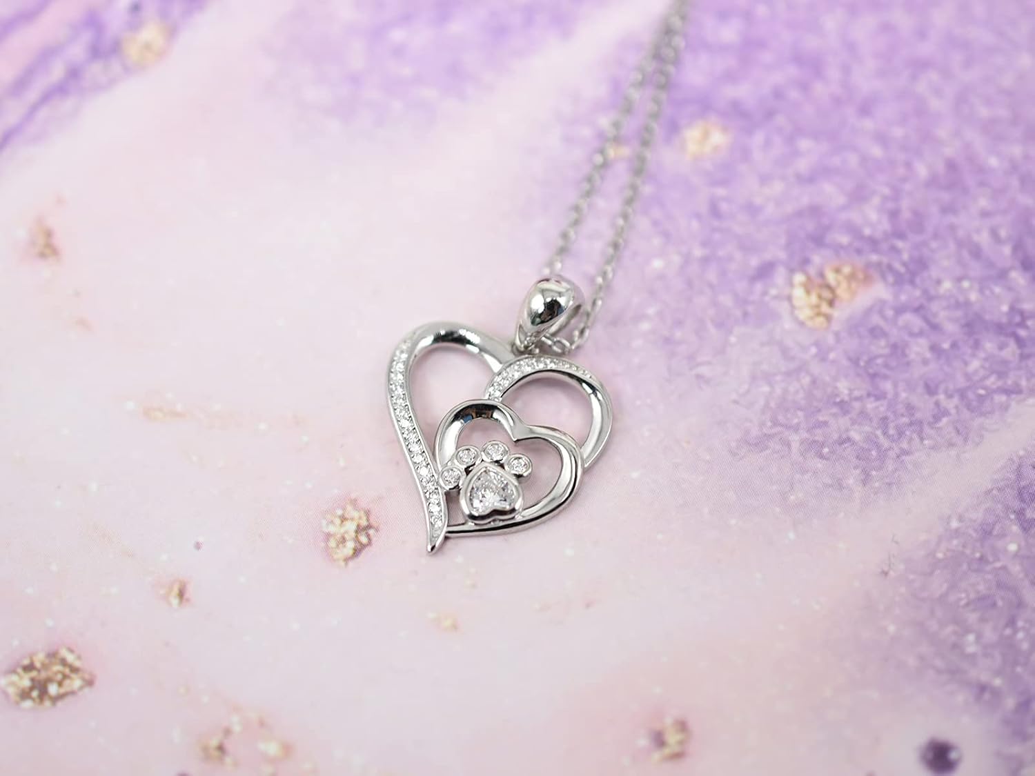 Collana in Argento Sterling con Zampa e Cuore in Zirconia, immagine 2 - Emma e Gemma