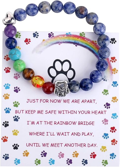 Braccialetto Memoriale Ponte Arcobaleno – Regalo con 7 Perle Chakra per la Perdita di un Animale, immagine 2 - Emma e Gemma