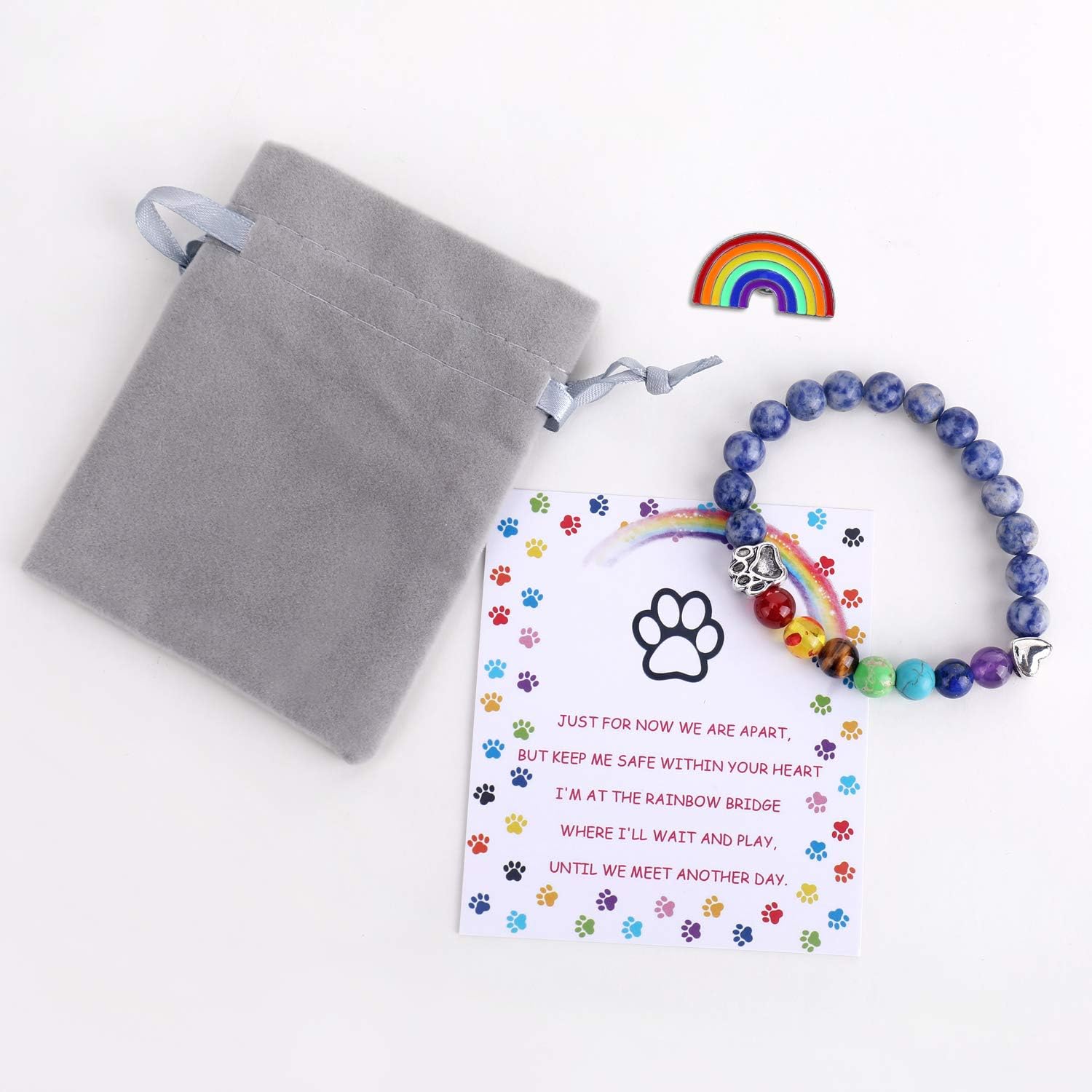 Braccialetto Memoriale Ponte Arcobaleno – Regalo con 7 Perle Chakra per la Perdita di un Animale, immagine 5 - Emma e Gemma