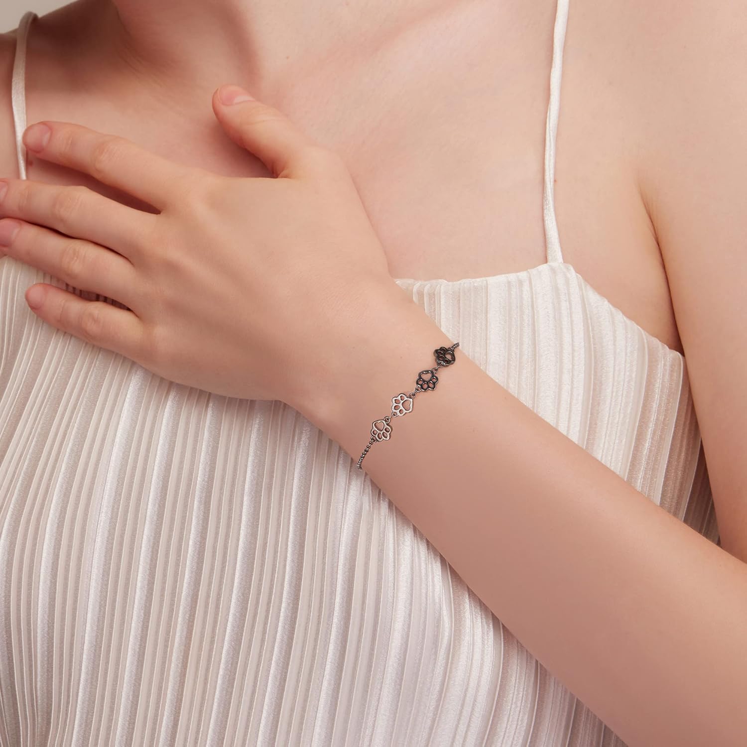 Bracciale in Argento Sterling con Stampa di Zampa – Misura Regolabile, immagine 11 - Emma e Gemma