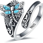 Anello a Cucchiaio in Argento Sterling con Turchese – Anello Vintage Boho con Libellula, immagine 2 - Emma e Gemma