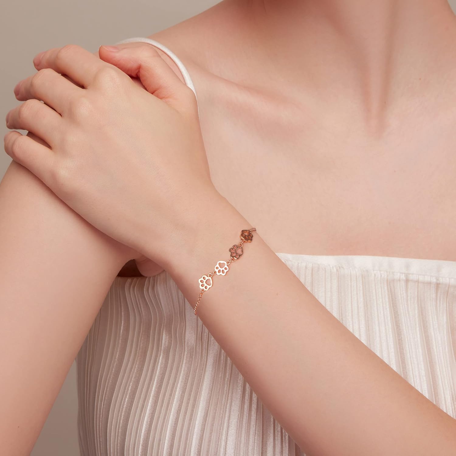 Bracciale in Argento Sterling con Stampa di Zampa – Misura Regolabile, immagine 4 - Emma e Gemma