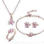 Set di Gioielli con Zampa in Oro Rosa – 4 Pezzi con Cuore in Zirconia (Anello, Collana, Orecchini, Bracciale), immagine 3 - Emma e Gemma