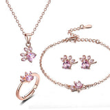 Set di Gioielli con Zampa in Oro Rosa – 4 Pezzi con Cuore in Zirconia (Anello, Collana, Orecchini, Bracciale), immagine 3 - Emma e Gemma