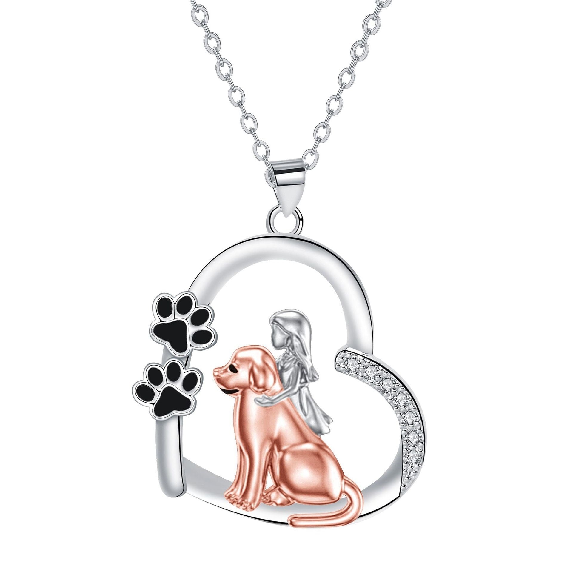 Collana a forma di cuore con cane e ragazza, immagine 2 - Emma e Gemma