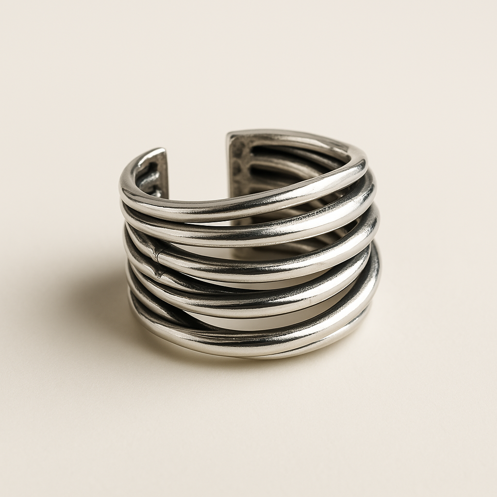 Anello a strati regolabile in argento sterling 925, immagine 2 - Emma e Gemma