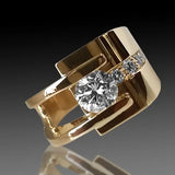 Anello Irregolare in Zirconia Dorata Vintage - Emma e Gemma