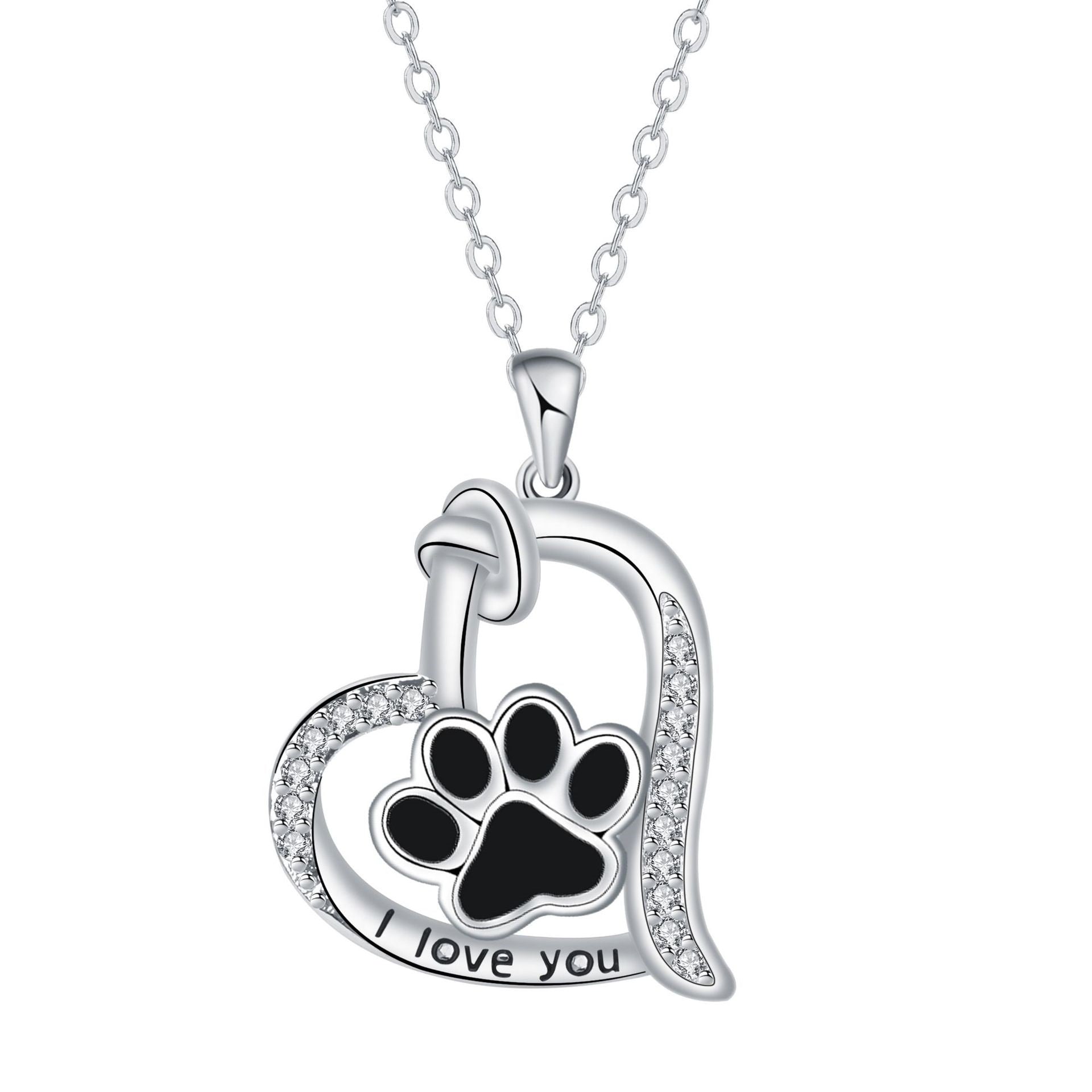 Collana a forma di cuore con impronta di zampa di cane in zirconia, immagine 4 - Emma e Gemma