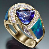 Anello Vintage in Cristallo Blu Oceano | Gioielli Sostenibili Ispirati all'Oceano - Emma e Gemma