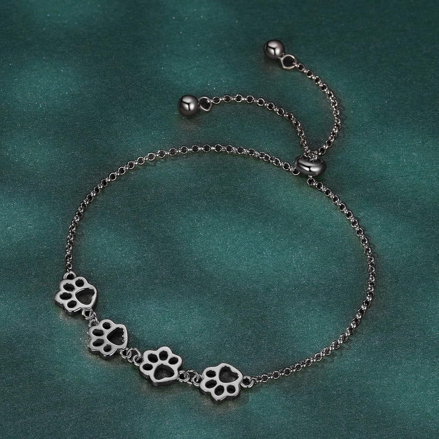 Bracciale in Argento Sterling con Stampa di Zampa – Misura Regolabile, immagine 9 - Emma e Gemma