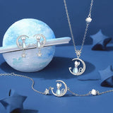 Orecchini a forma di Gatto Luna & Stella in Argento Sterling 925 con Zircone, immagine 2 - Emma e Gemma