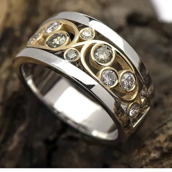 Anello Vintage Edera Zirconia Oro e Argento - Emma e Gemma