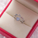 Anello Regolabile in Pietra Blu con Zirconia in Argento Sterling - Emma e Gemma