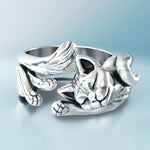 Anello in Argento Vintage a Forma di Gatto - Emma e Gemma